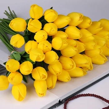 10 Adet Güzellik Gerçek Dokunmatik Çiçekler Lateks Laleler Çiçek Yapay Buket Sahte Çiçek Gelin Buketi Süslemeleri Çiçekler Düğün İçin