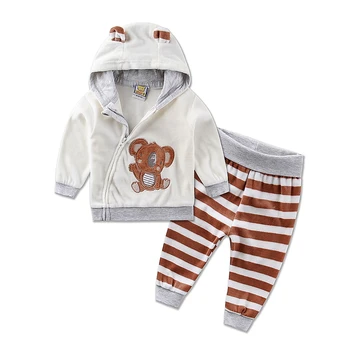 2021 yeni sıcak çocuk spor kız erkek seti kadife rahat kış bahar sıcak kapşonlu fermuar uzun kollu kıyafetler bebek çocuk giysileri