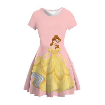 2022 Yeni Külkedisi Elbiseler Kızlar Parti Cosplay Kız Kostümleri Rapunzel Belle Prenses Baskılı doğum günü elbiseleri Çocuk Kostümleri