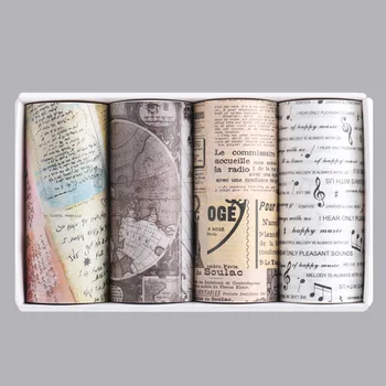 4 Adet / takım Vintage Gazete Washi Yapışkan Bant Retro Çıkartmalar Maskeleme Bandı Dekoratif Bant DIY Günlüğü Scrapbooking Kırtasiye