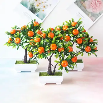 40 % HOTPlastic Yapay Portakal bonzai ağacı Sahte Bitki Sahte Saksı Çiçek Ev Ofis Bahçe Dekor