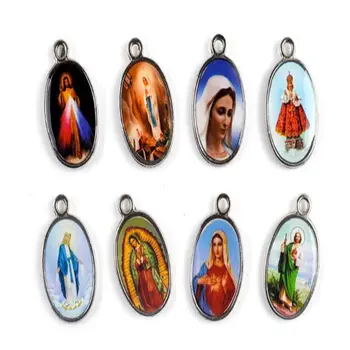 Alaşım Katolik Oval Aziz İsa Kutsal Bakire Maria göz alıcı boncuk Kolye Bilezik Kolye İçin El Yapımı moda takı Bulguları