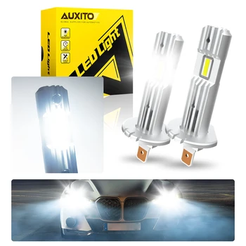 AUXITO 2 Adet Canbus LED ışık Ampul H1 LED Far Mini Boy Tasarım Kablosuz Fansız Araba LED Lamba CSP Cips 12000LM Beyaz