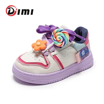 DIMI 2022 Sonbahar çocuk Ayakkabıları Kız bebek ayakkabısı Moda Yumuşak Nefes Kaymaz Şeker Renkler Çiçekler Bebek Ayakkabı