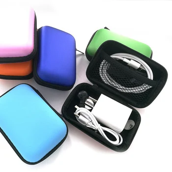 EVA Mini Taşınabilir Kulaklık çantası bozuk para cüzdanı Kulaklık USB kablosu Su Geçirmez SD Kart Kablosu Kulaklık Tutucu Kutusu kare şekli