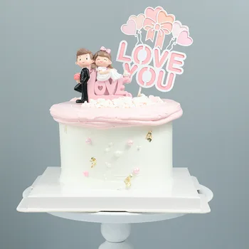 Güzel Çift Çizgi Film Karakterleri Kek Topper Aşk İtirafı Tatlı Pişirme Kek Düğün Dekorasyon Doğum Günü Partisi Malzemeleri İçin