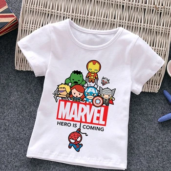 Harikaları Çocuk T-Shirt Yaz Avengers Çocuklar T Shirt Çocuk Karikatür Kawaii günlük kıyafetler Süper Kahraman Üst Erkek Kız Tee Gömlek