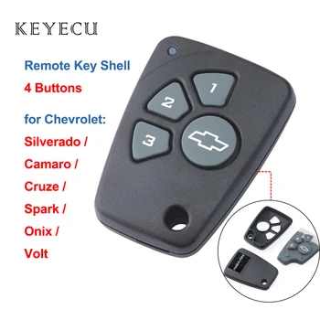 Keyecu Anahtarsız giriş Uzaktan Anahtar Shell Kılıf Kapak 4 Düğmeler için Chevrolet Cruze Spark Onix Silverado Volt Camaro Aveo Sonic