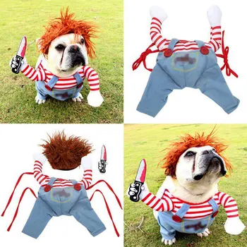 Komik Köpek Giysileri Köpekler Cosplay Kostüm Cadılar Bayramı Komik Kıyafetler Tutan Bıçak Seti Pet Kedi Köpek Festivali Parti Giyim