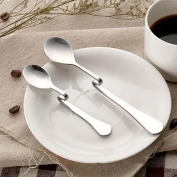 Sevimli Benzersiz Kavisli Asılı Çay Kahve Kaşığı Paslanmaz Çelik Karıştırma Kaşığı Tatlı Çay Dondurma Kaşığı Mutfak Aksesuarları