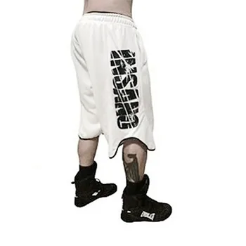 Yeni Erkek Örgü Şort erkek gevşek Pantolon Spor Vücut Geliştirme Jogger Erkek Marka dayanıklı Sweatpants Spor egzersiz şortu