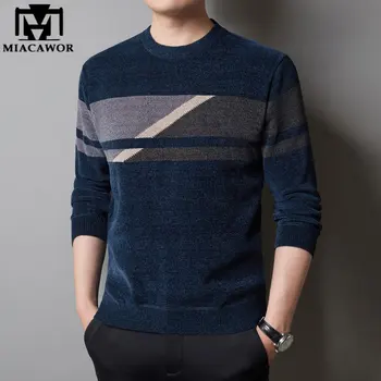 Yeni Kış Polar Kalınlaştırmak Kazak O-Boyun Sıcak Örme Pullovers Erkek İnce Uygun Kore Moda Erkek Giyim Y571